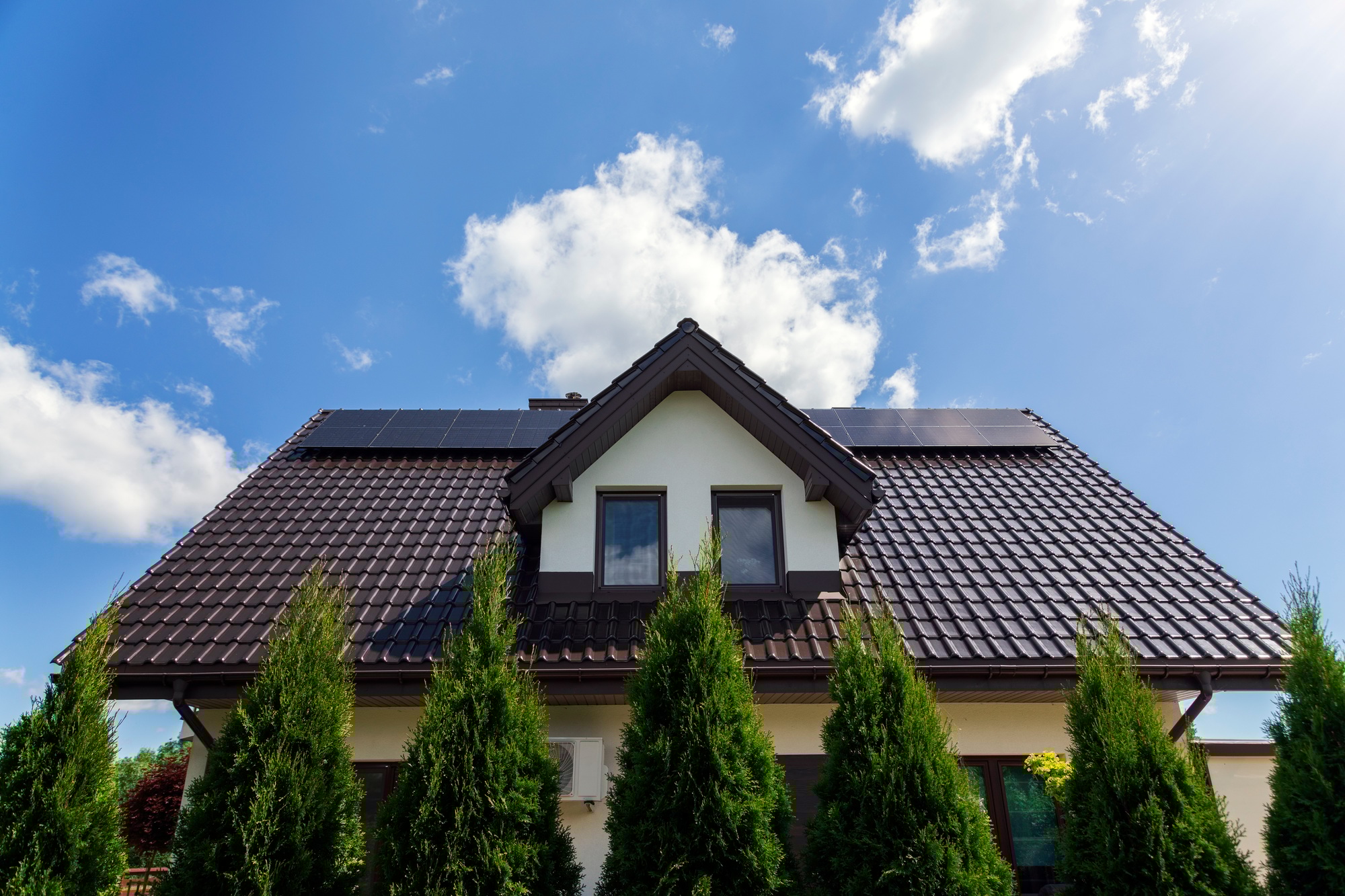 Photovoltaic panels on the house roof